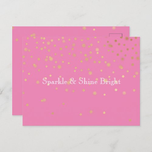 Pink Gold Confetti Postcard