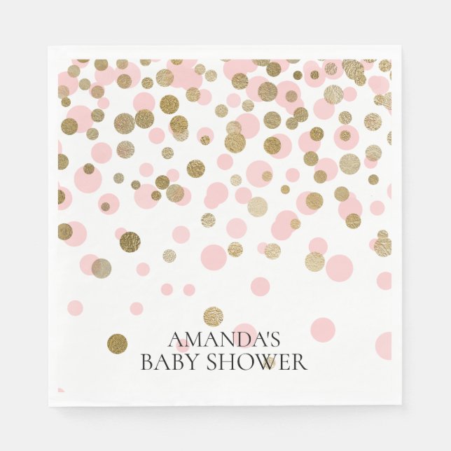 Pink & Gold Confetti Shower Paper Napkins (Front)