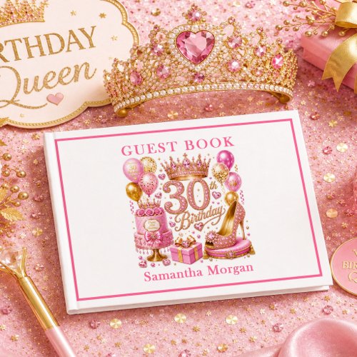 Pink Gold Confetti Sparkle 30th Birthday Book
