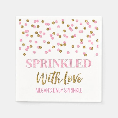 Pink Gold Confetti Sprinkled with Love Napkins