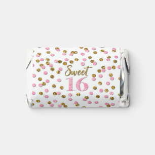Pink Gold Confetti Sweet 16 Birthday Hershey's Miniatures