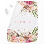 Pink Gold Confetti Watercolor Floral Baby Girl Baby Blanket Pink Gold Confetti Watercolor Floral Baby Girl Baby Blanket