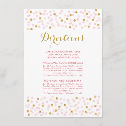 Pink  Gold Confetti Wedding Insert