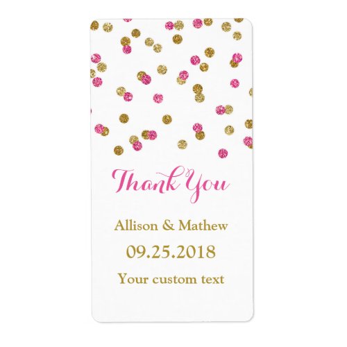 Pink Gold Confetti Wedding Labels