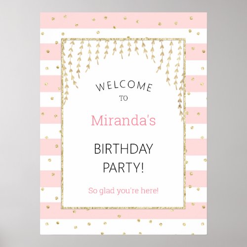 Pink Gold Confetti Welcome Sign