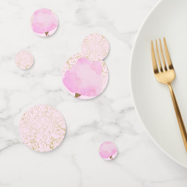 Pink & Gold Cotton Candy Circus Birthday Party Confetti (Group)