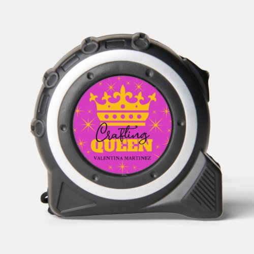 Pink Gold Crafting Queen Crown Personalized Tape Measure