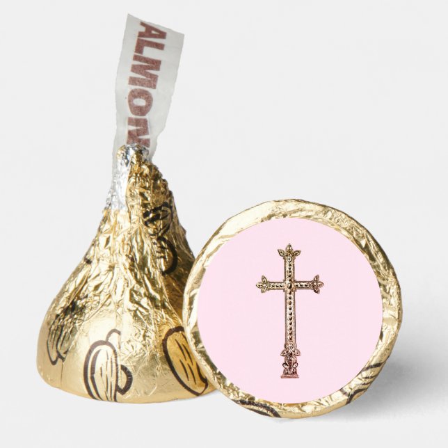 Pink & Gold Cross | Baptism  Hershey®'s Kisses® (Front)