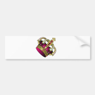 Pink & Gold Crown Bumper Sticker
