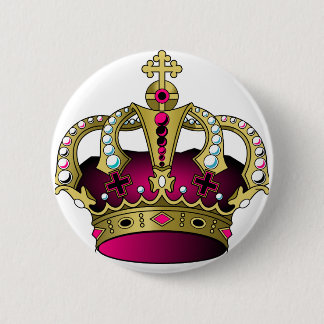 Pink & Gold Crown Pinback Button