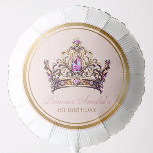 Pink Gold Crown Princess 1st Birthday Balloon