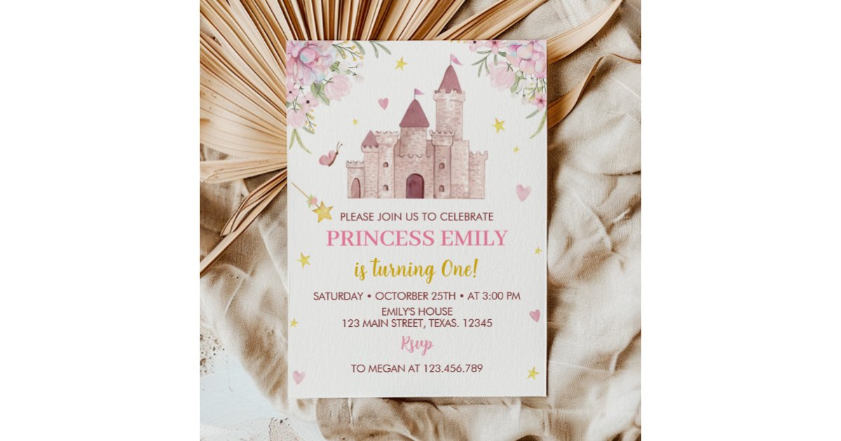 Pink Gold Crown Princess 1st Birthday Invitation | Zazzle