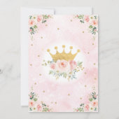Pink Gold Crown Princess Birthday Blush Floral Invitation (Back)