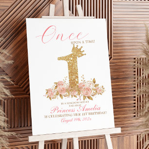 Pink Gold Crown Princess Birthday Party Welcome Foam Board