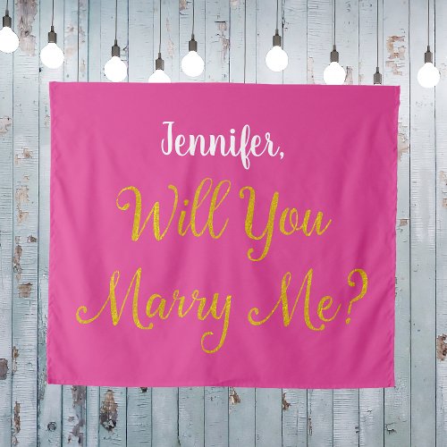 Pink Gold Custom Proposal Backdrop Marry Me