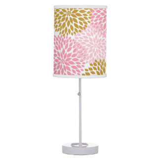 Pink Gold Dahlia Floral bedroom lamp, nursery lamp