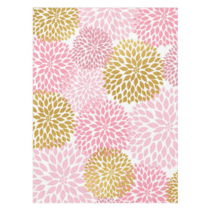 Pink Gold Dahlia floral table cloth