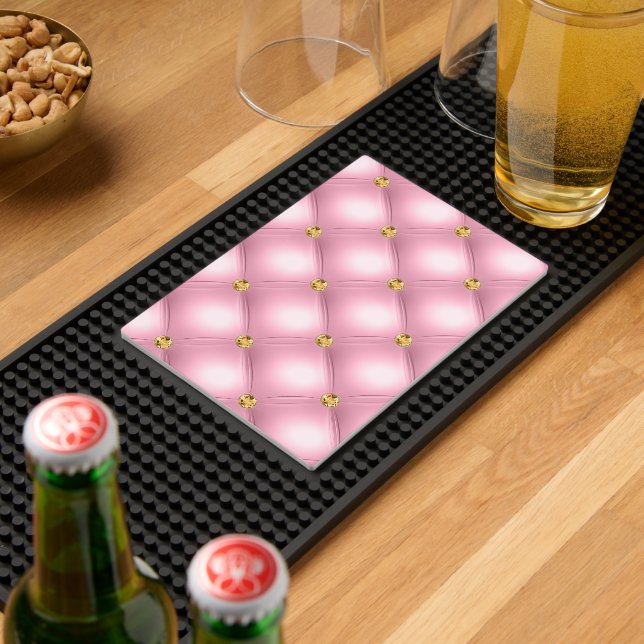 Pink Gold Diamond Tufted Bar Mat (Insitu (Bar 2))