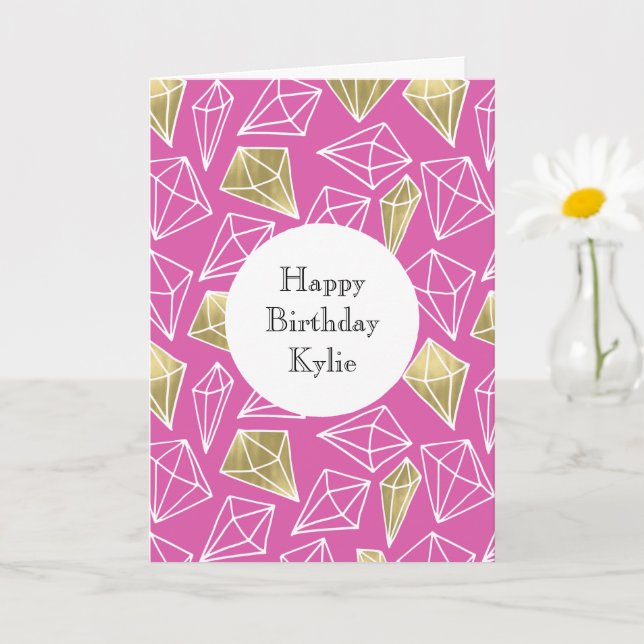 Pink Gold Diamonds Christmas Card (Small Plant)