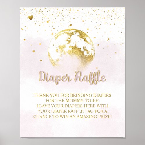 Pink Gold Diaper Raffle Baby Shower Sign