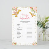 Pink Gold Dino Girl Watercolor Word Scramble Game (Standing Front)