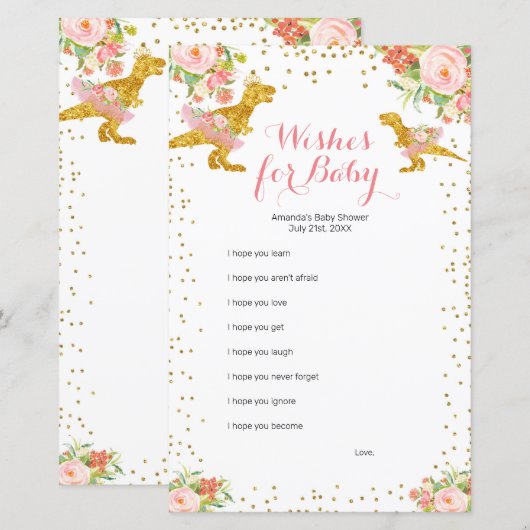 Pink Gold Dino Girl Wishes for Baby Game (Front/Back)