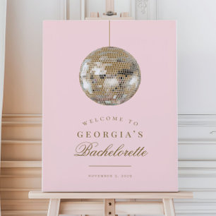 Pink Gold Disco Ball Bachelorette Welcome Sign