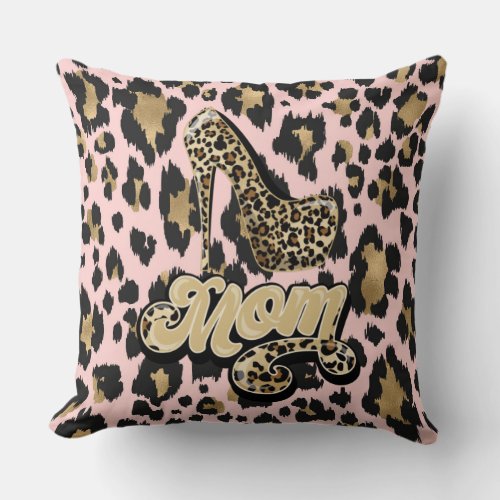 Pink Gold Diva Mom Animal Print Reversible Pillow