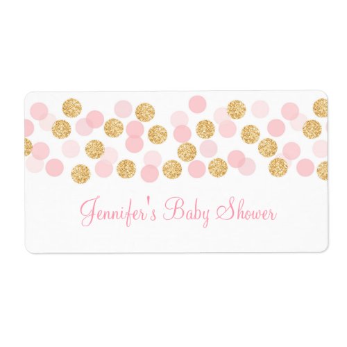 Pink  Gold Dot Water Bottle Stickers