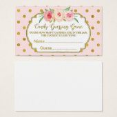 Pink Gold Dots Baby Shower Candy Guessing Game (Front & Back)