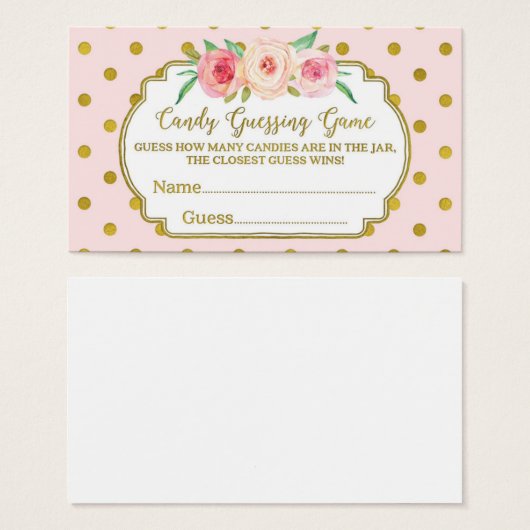 Pink Gold Dots Baby Shower Candy Guessing Game (Front & Back)