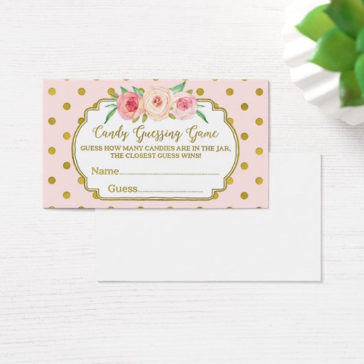 Pink Gold Dots Baby Shower Candy Guessing Game (Desk)