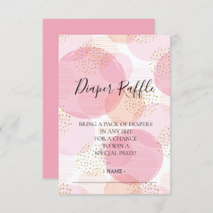Pink & Gold Dots Baby Shower Diaper Raffle Ticket Invitation