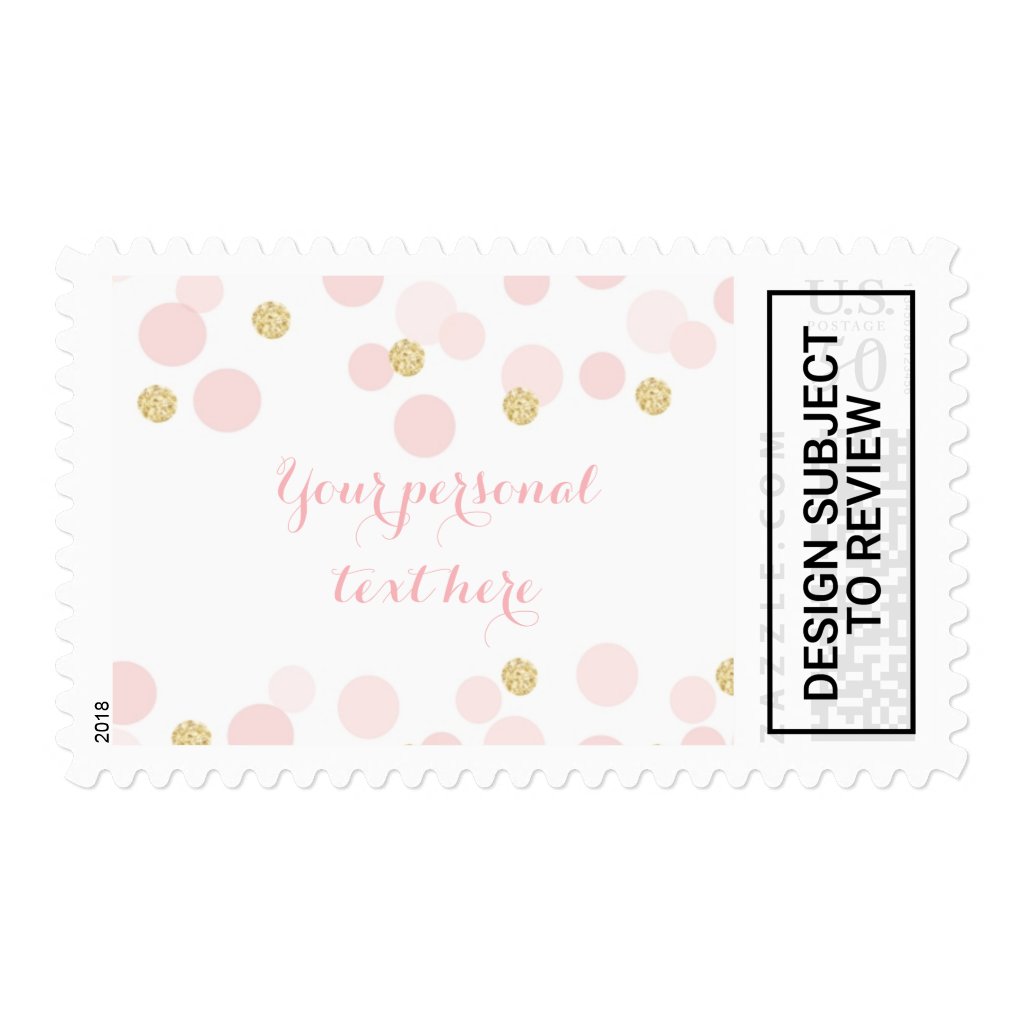 Pink Gold Dots Baby Shower Postage Stamp