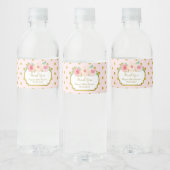Pink Gold Dots Floral Water Bottle Label (Bottles)