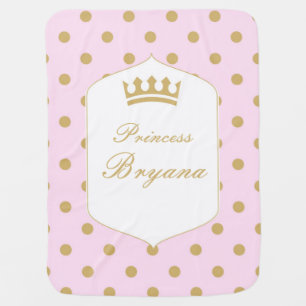 Pink & Gold Dots Royal Crown Princess Blanket