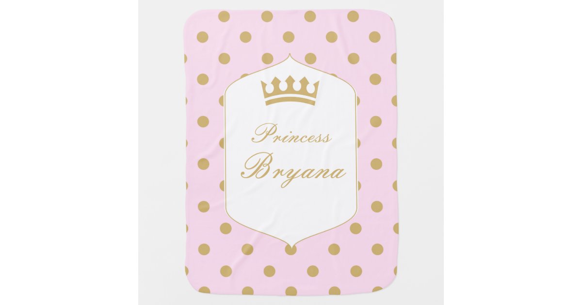 Pink & Gold Dots Royal Crown Princess Blanket | Zazzle