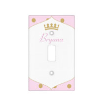 Pink & Gold Dots Royal Crown Princess Light Switch