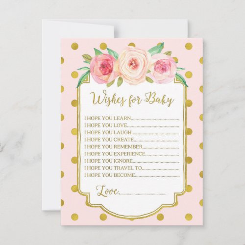 Pink Gold Dots Wishes for Baby Cards