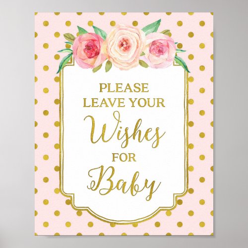 Pink Gold Dots Wishes for Baby Sign