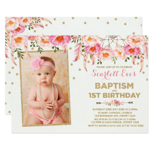 Baptism 1st Birthday Invitations Zazzle