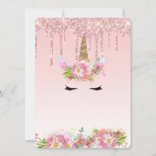 Pink Gold Drip Glitter Unicorn Template
