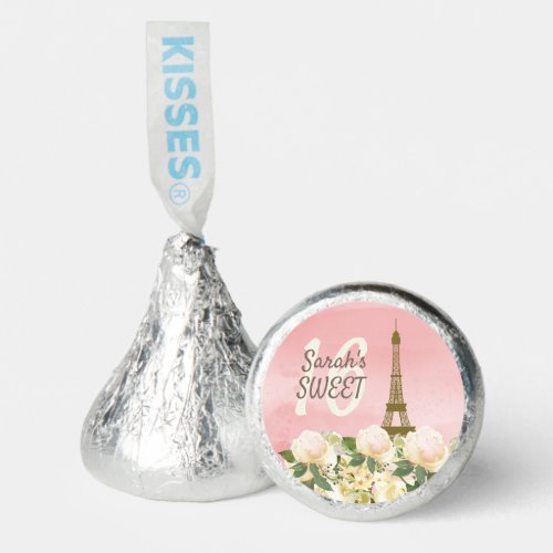 Pink Gold Eiffel Tower Sweet 16 Birthday  Hersheys Kisses