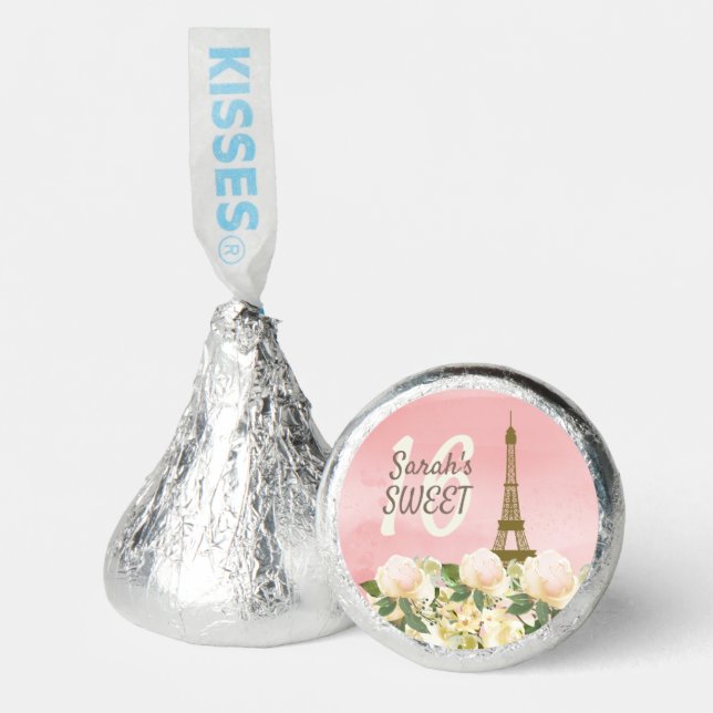 Pink Gold Eiffel Tower Sweet 16 Birthday  Hershey®'s Kisses® (Front)