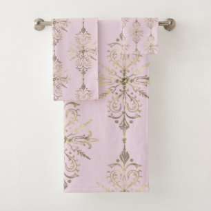 PINK GOLD ELABORATE BATHROOM TOWEL SET