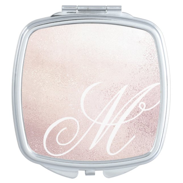 Pink Gold Elegance ⎥Monogram Compact Mirror (Front)