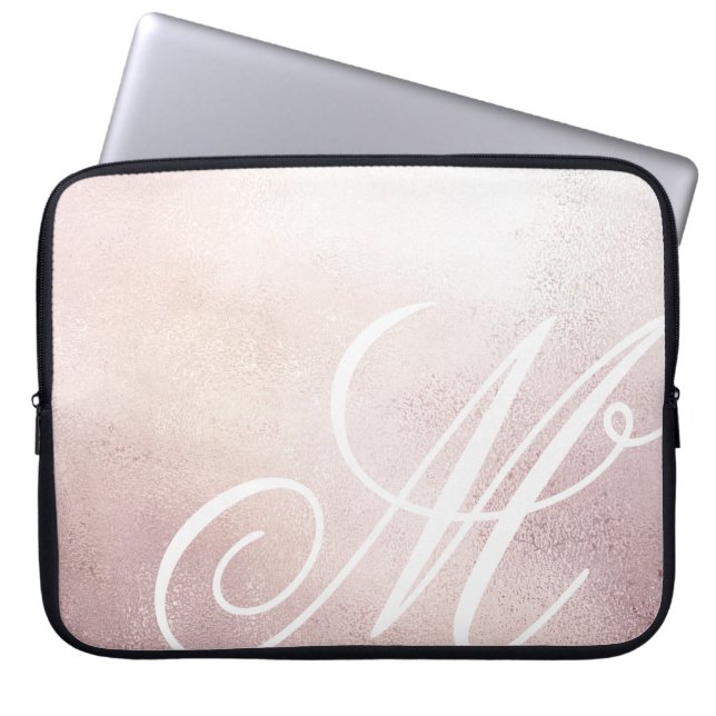 Pink Gold Elegance⎥Monogram Computer Sleeve (Front)