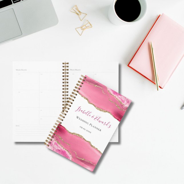 Pink & Gold Elegant Agate Stone Wedding Couple Planner (Creator Uploaded)