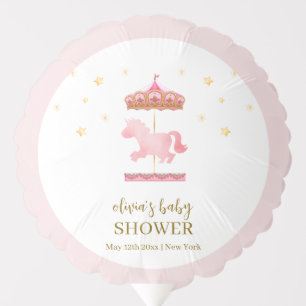 Pink Gold Elegant Carousel Carnival Baby Shower Balloon