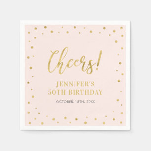 Pink & Gold Elegant Classic Adult Birthday Party Napkins